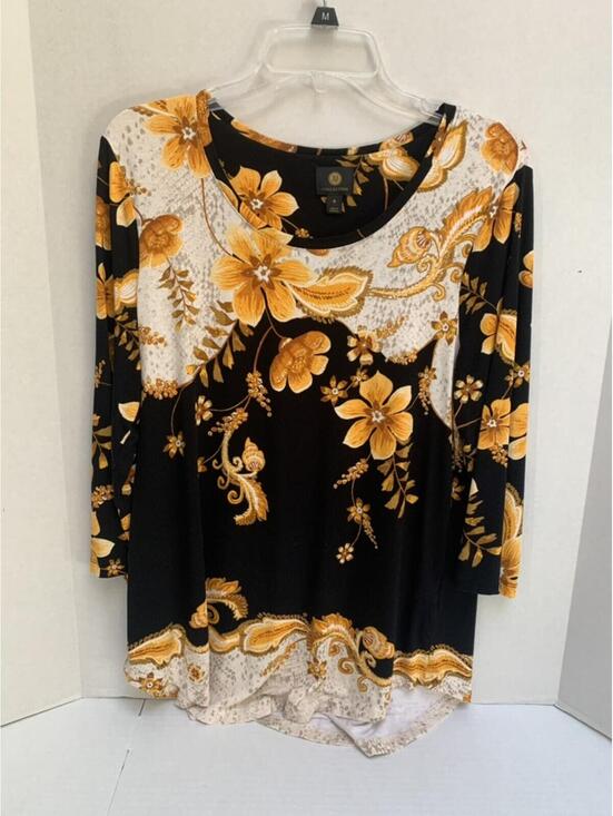 JM Collection Tops - JM Collection Womans Size Medium Black and Gold Tunic Shirt Blouse Top